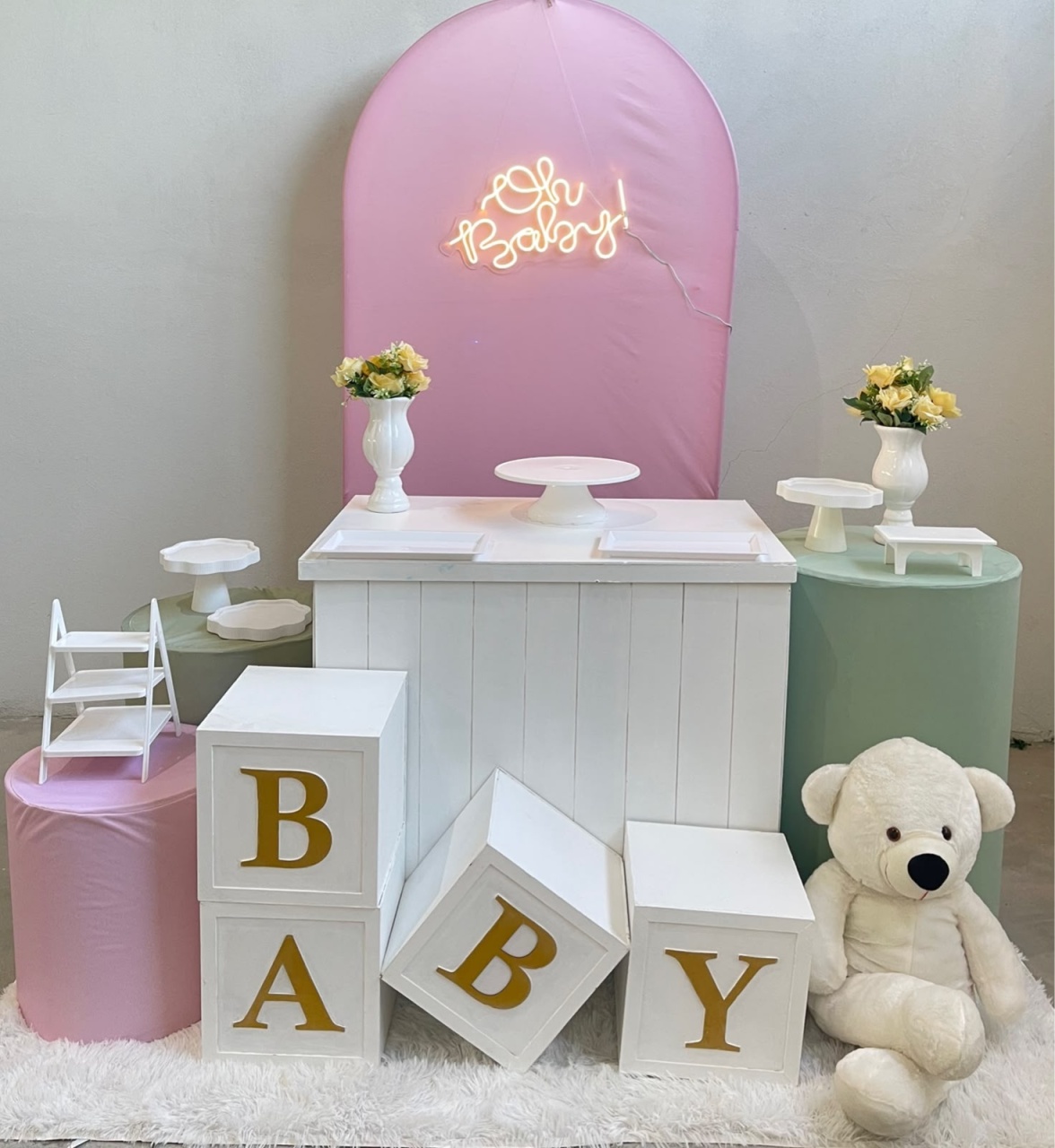 Kit M Romano Rosa Chá de Bb Com Balão - labeladecor