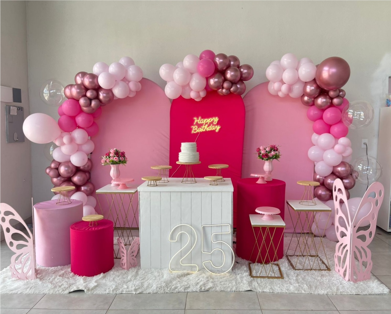 Kit G1  Rosa Pink Borboleta - labeladecor