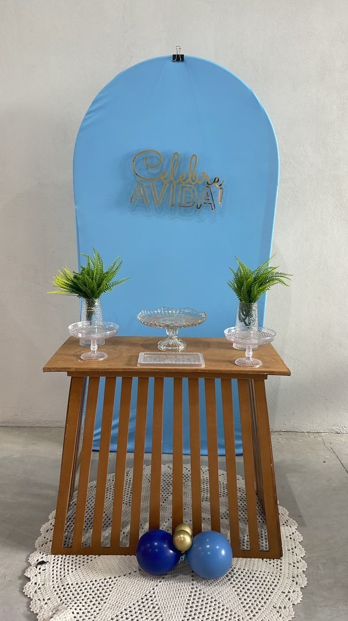 Kit P Painel Romano Azul Celebre A Vida Com Balão - labeladecor