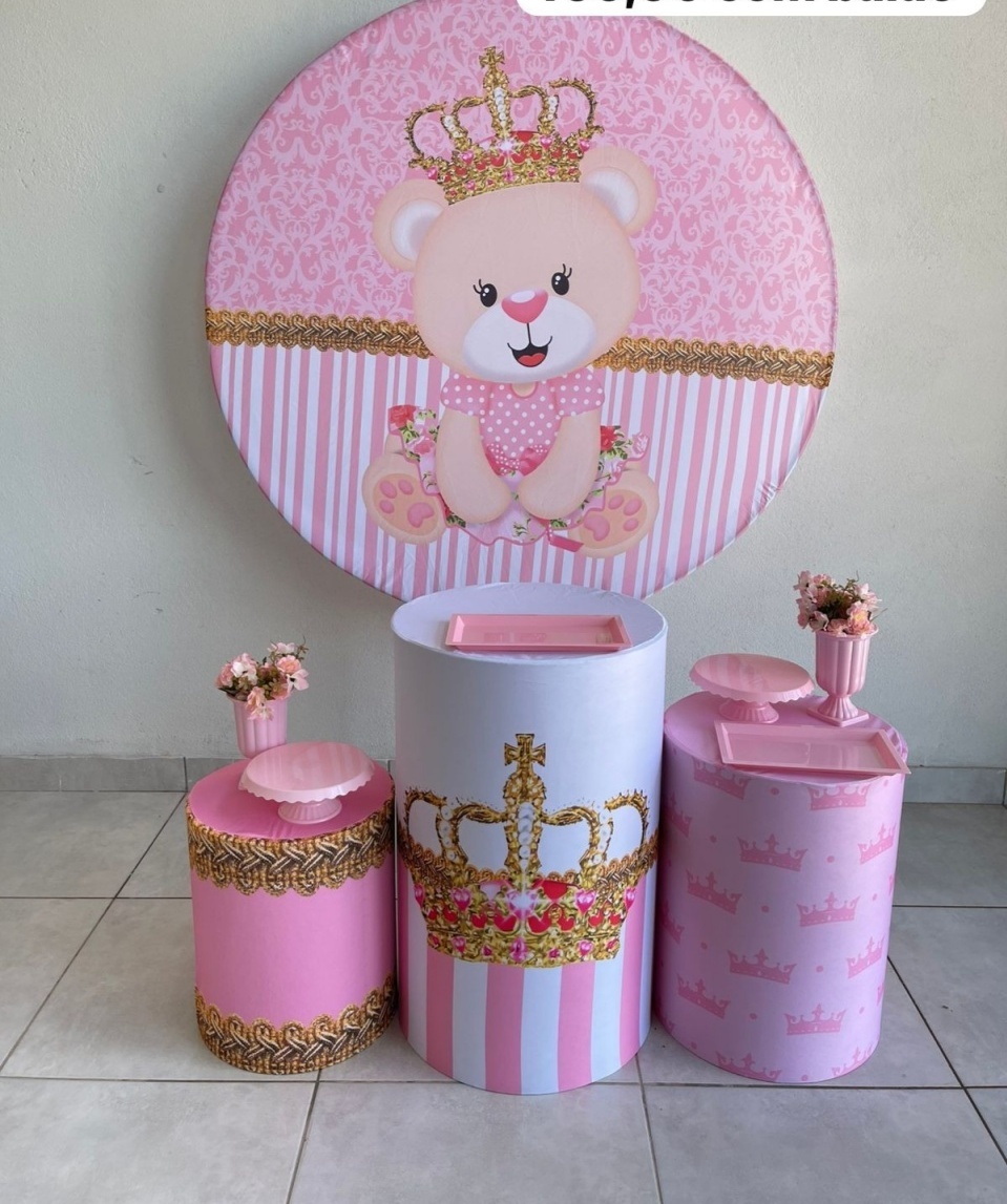 Kit P Urso Rosa Com Balão - labeladecor