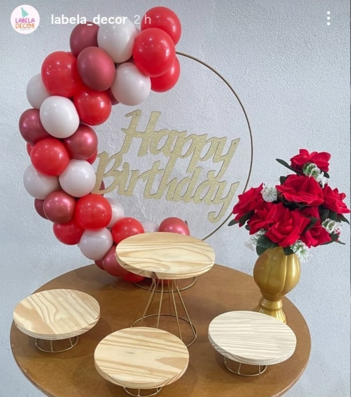 Kit Mesa Happy Birthday Vermelho Sem A Mesa Com Balão - labeladecor