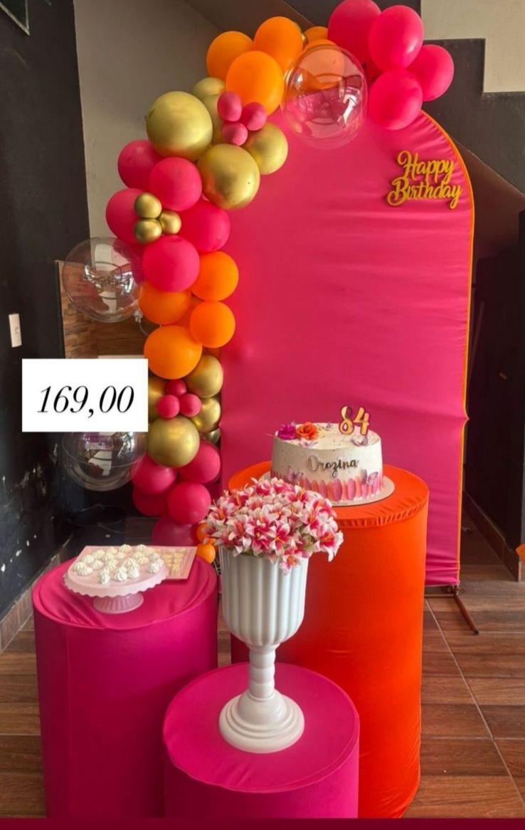 Kit P Romano Rosa Laranja Com Balão - labeladecor