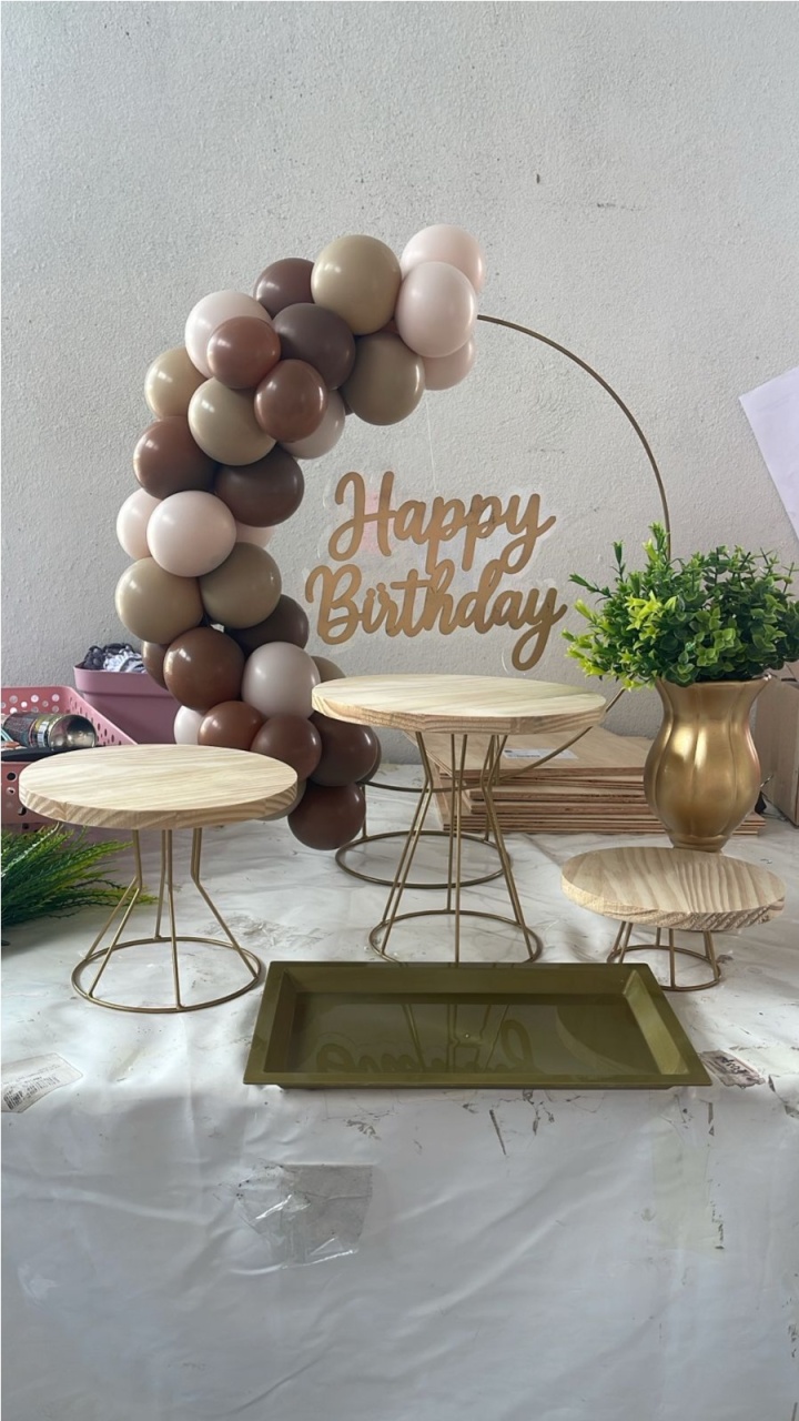 Kit Mesa Happy Marrom Sem Mesa - labeladecor