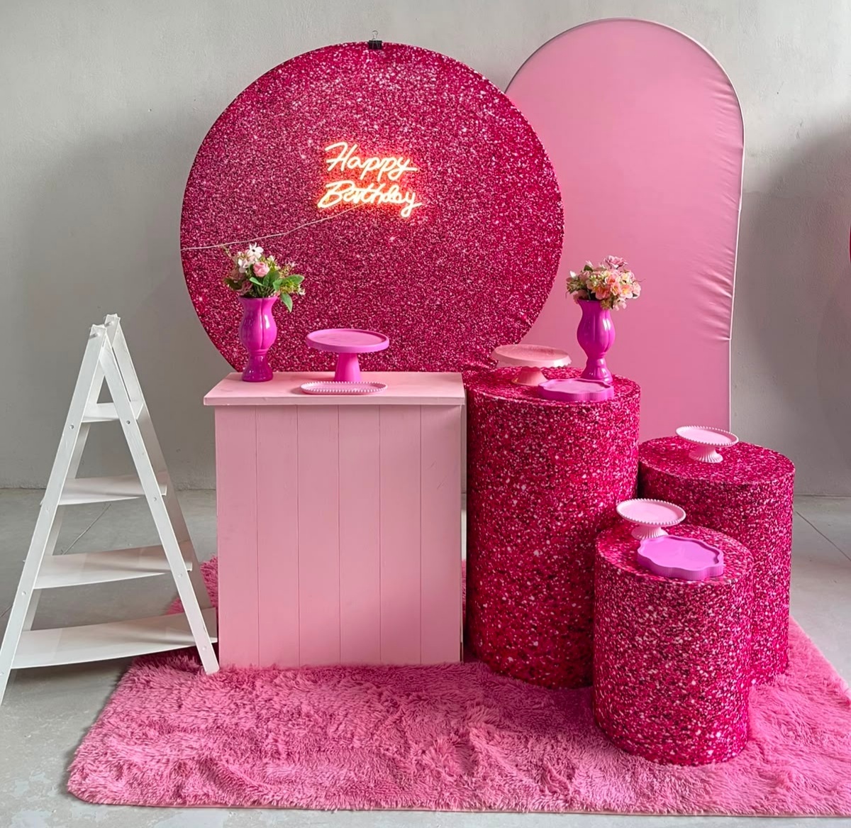 Kit Gg Rosa Brilho Com Balão - labeladecor
