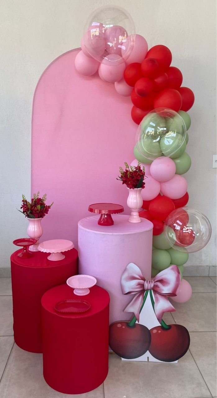 Kit P Cereja Romano Rosa Sem Balão - labeladecor