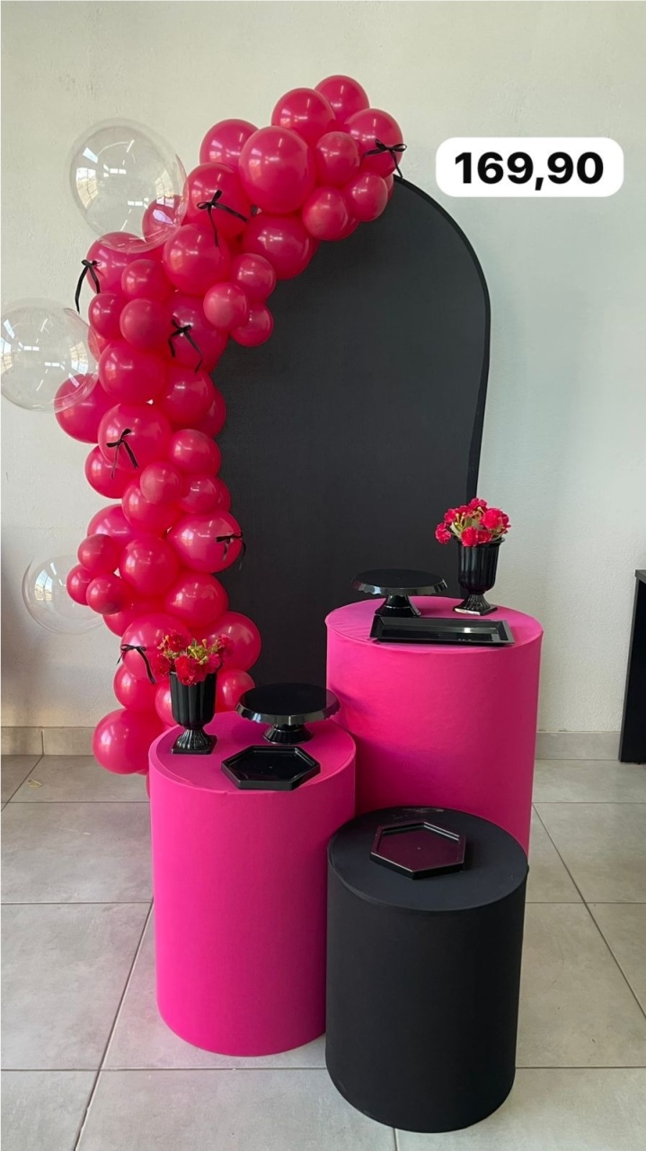 Kit P Chá de Lingerie Preto Rosa Com Balão - labeladecor