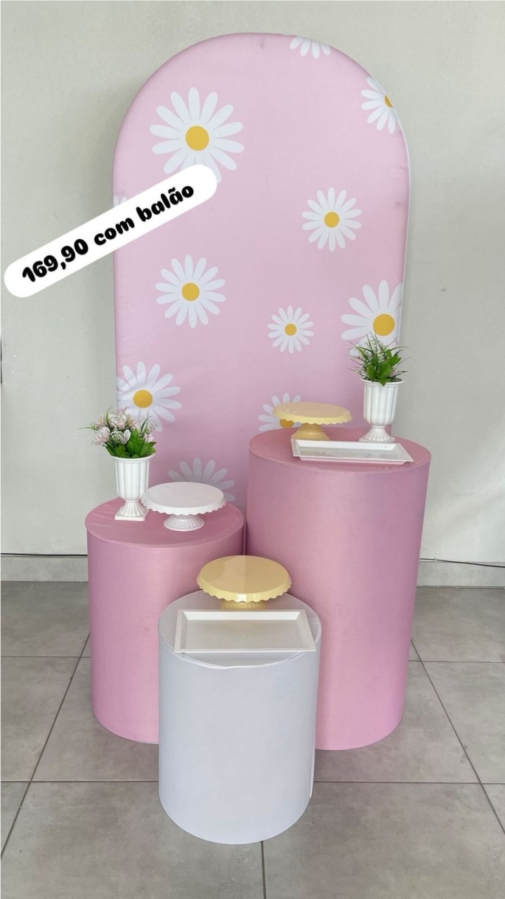 Kit P Romano Rosa Margarida Com Balão - labeladecor
