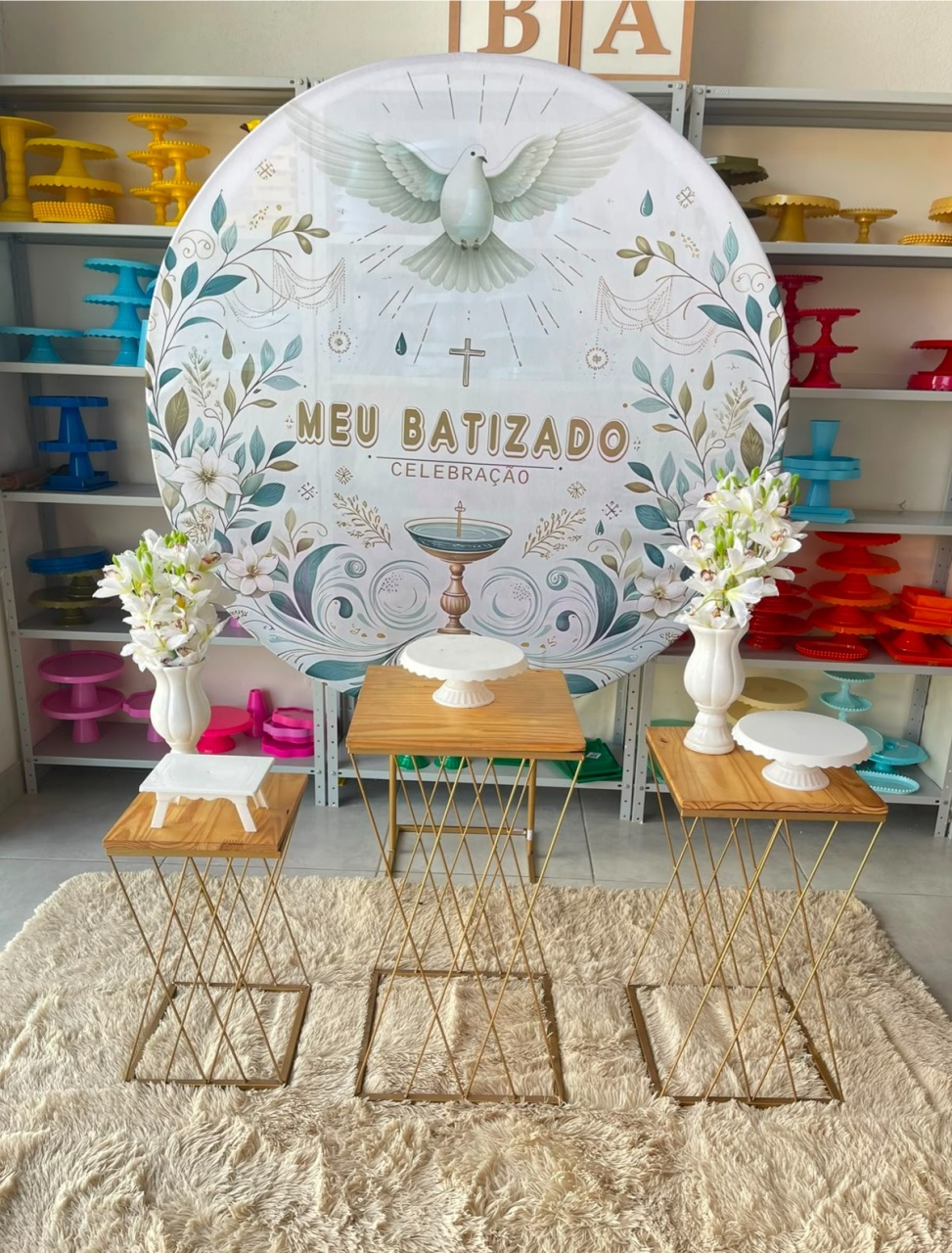 Kit P Batizado Branco Com Balão - labeladecor