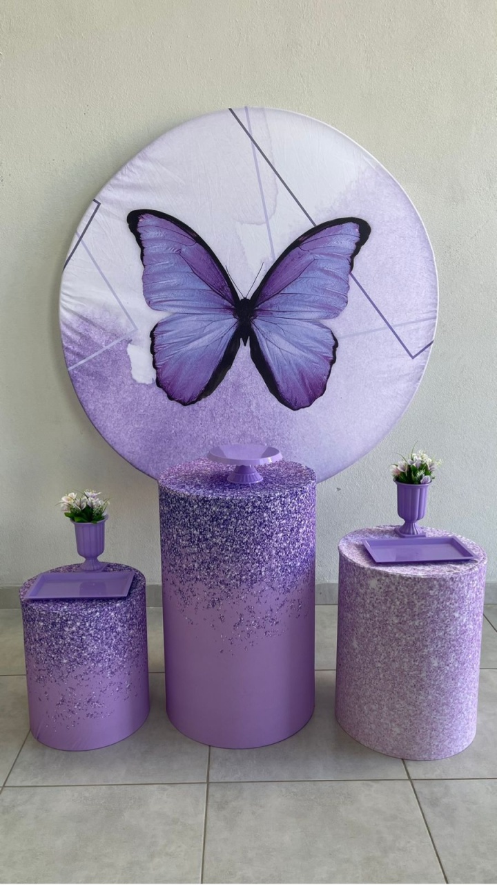 Kit P Borboleta Lilás Com Balão - labeladecor