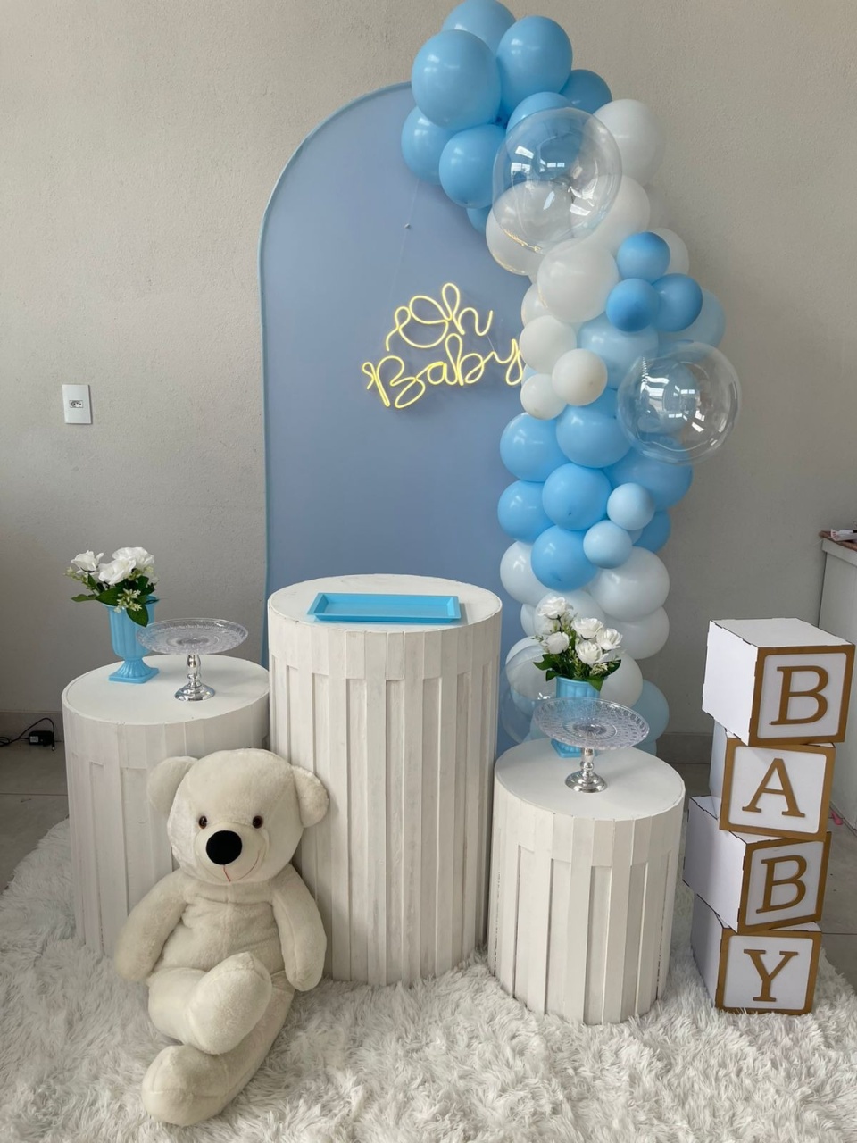 Kit Chá Romano Azul Claro Com Balão - labeladecor