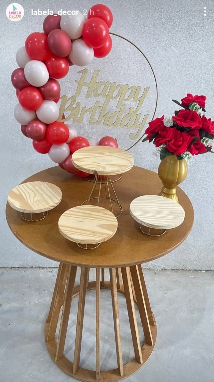 Kit Mesa Happy Birthday Vermelho Com A Mesa Com Balão - labeladecor