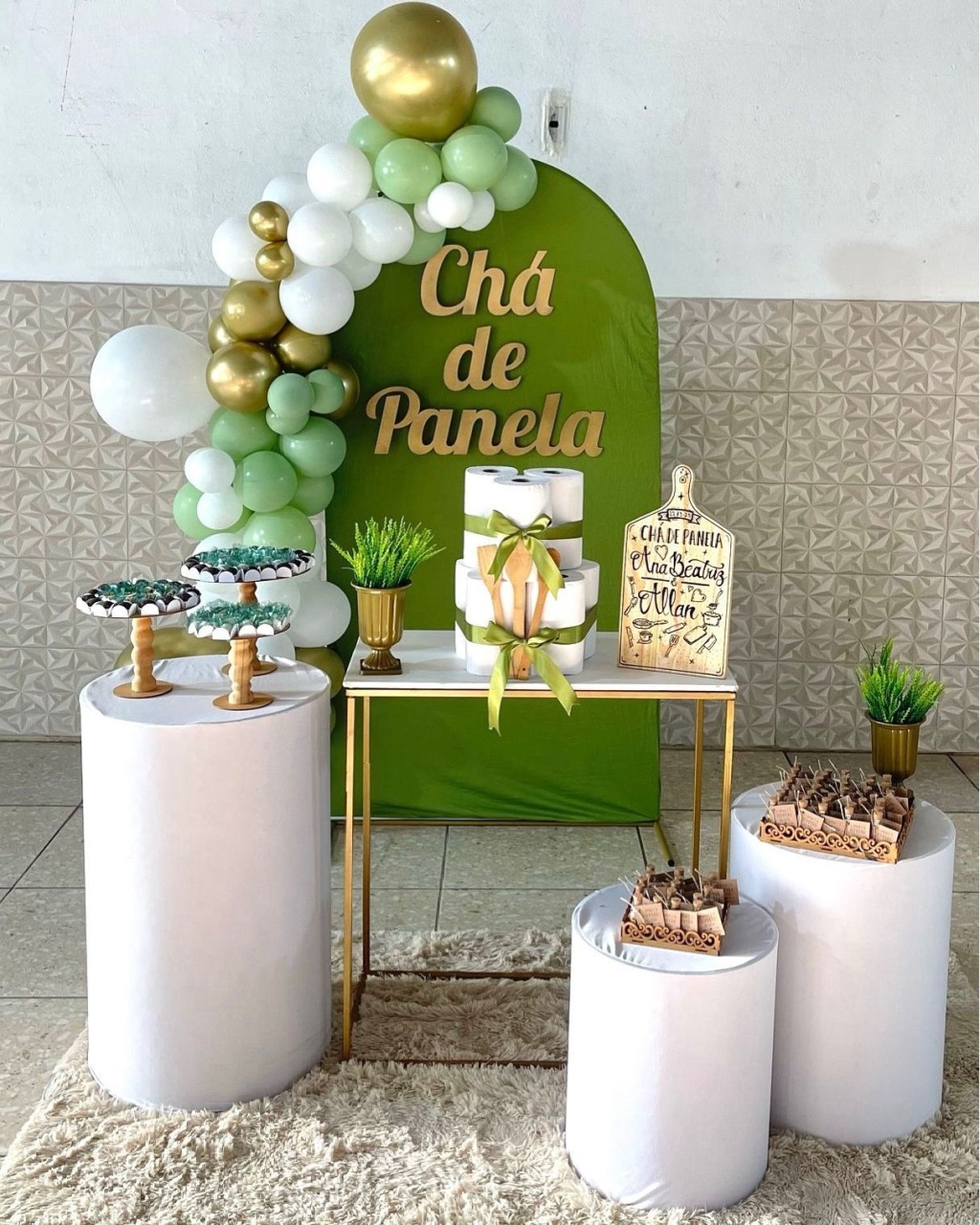 Kit Chá de Panela Painel Romano Verde Oliva  - labeladecor
