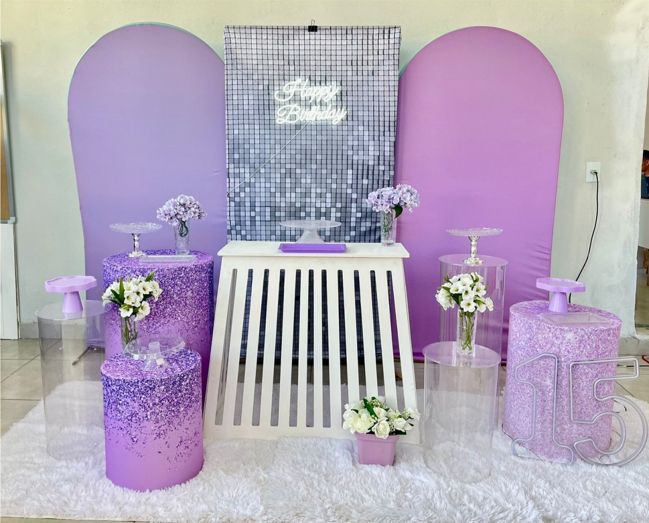 Kit G1 Lilás Com Prata  - labeladecor