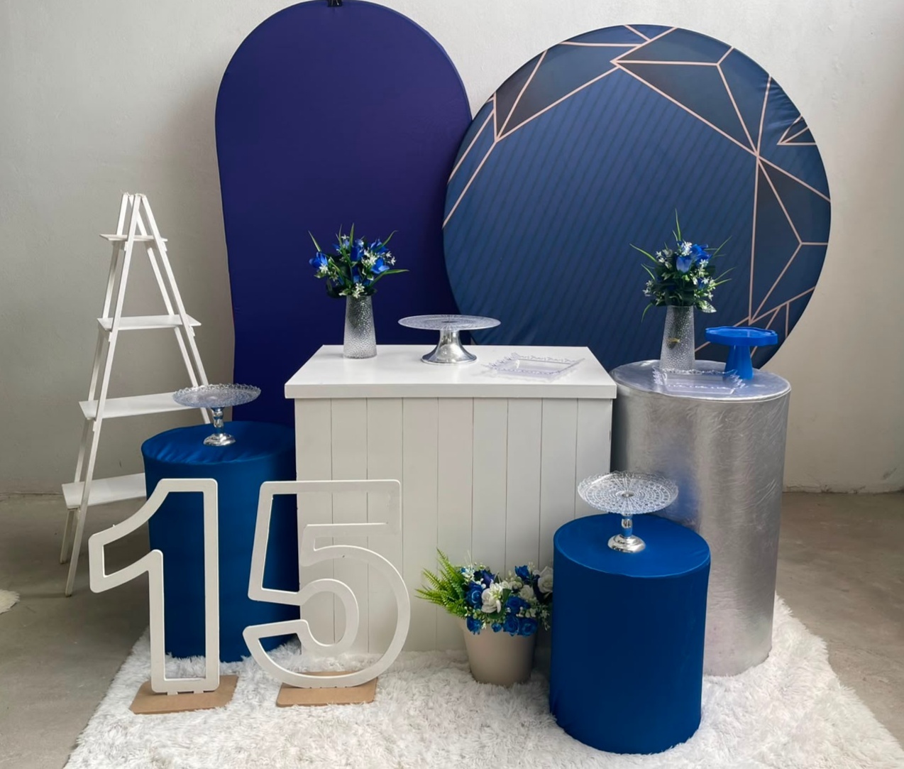 Kit Gg Azul Prata Com Balão - labeladecor