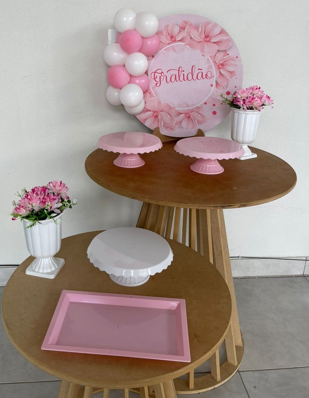 Kit Mesa Gratidão Rosa Sem Mesa  - labeladecor