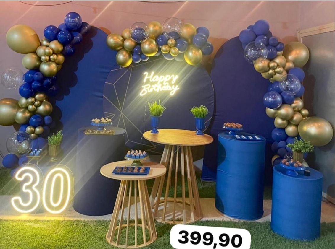 Kit G1  Azul  Com Dourado  - labeladecor