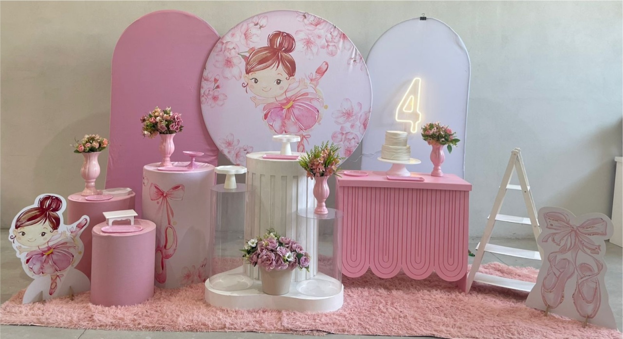 Kit G1 Bailarina Rosa Com Balão - labeladecor