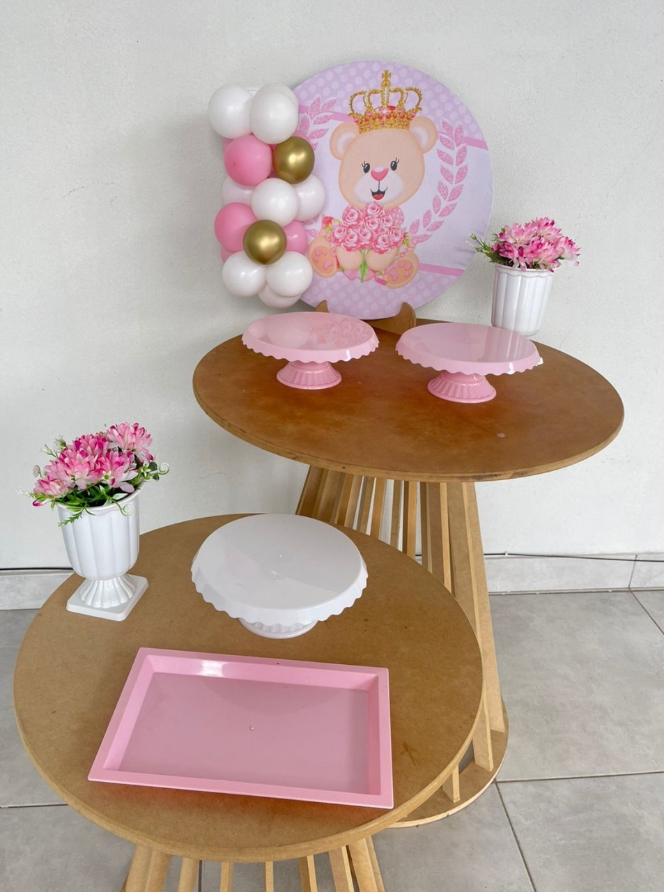 Kit Mesa Urso Rosa  Sem A Mesa  - labeladecor