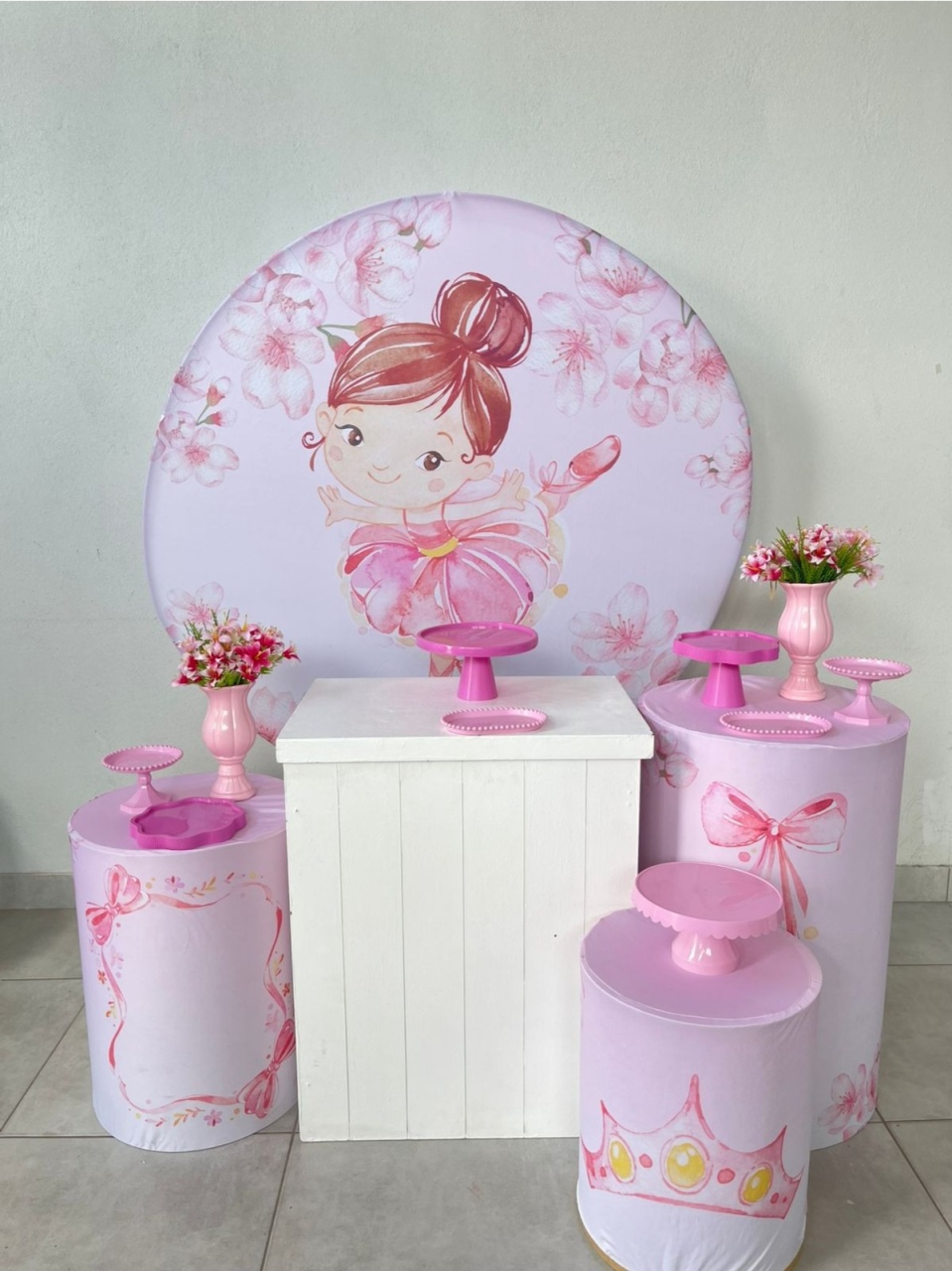 Kit M Bailarina Rosa Com Balão - labeladecor