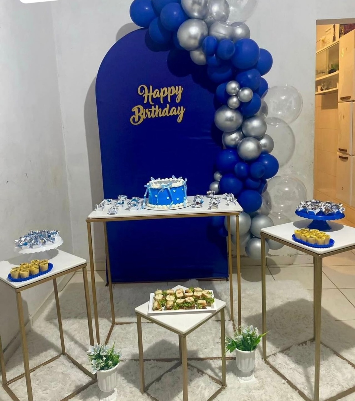 Kit M Romano Azul Escuro Com Balão - labeladecor