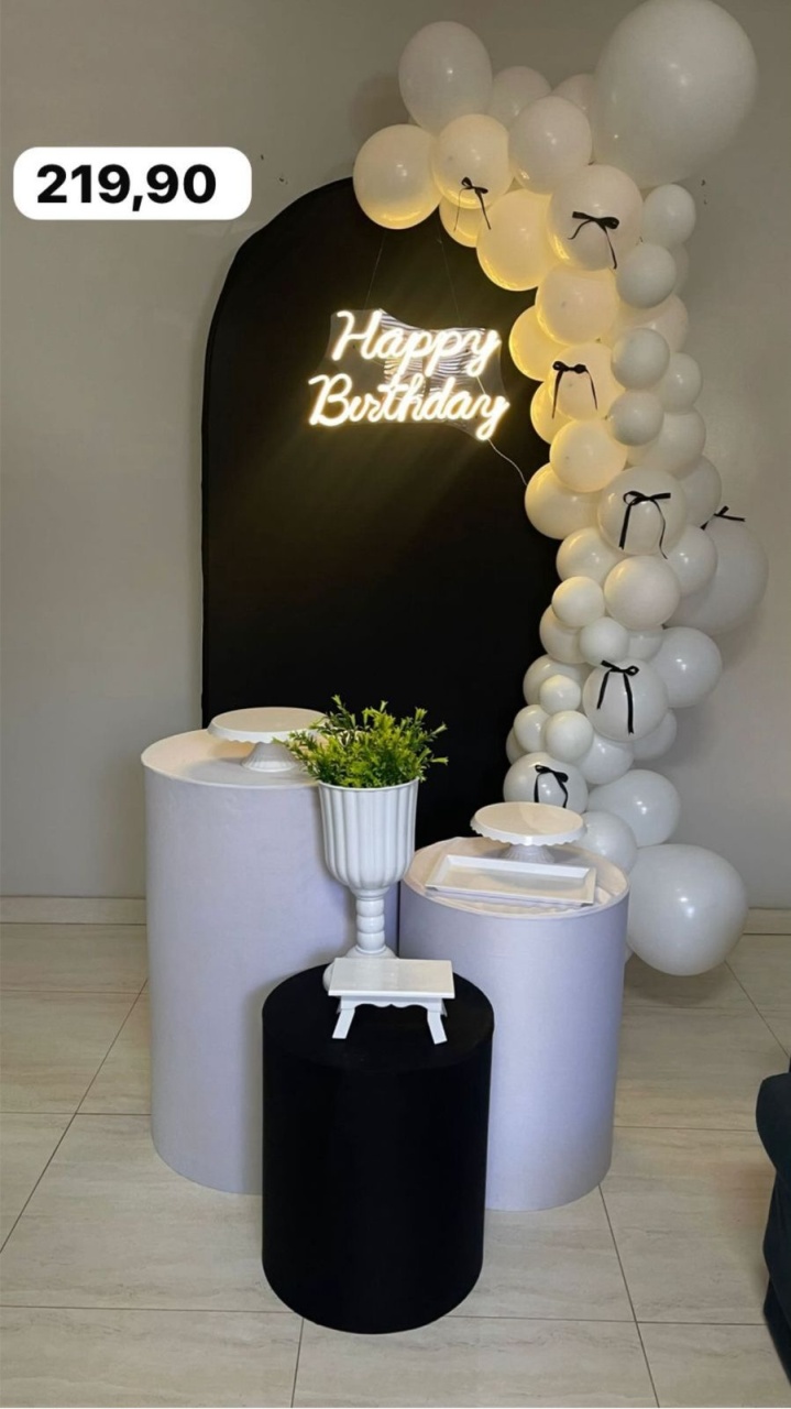 Kit P Romano Preto + Led Happy - labeladecor