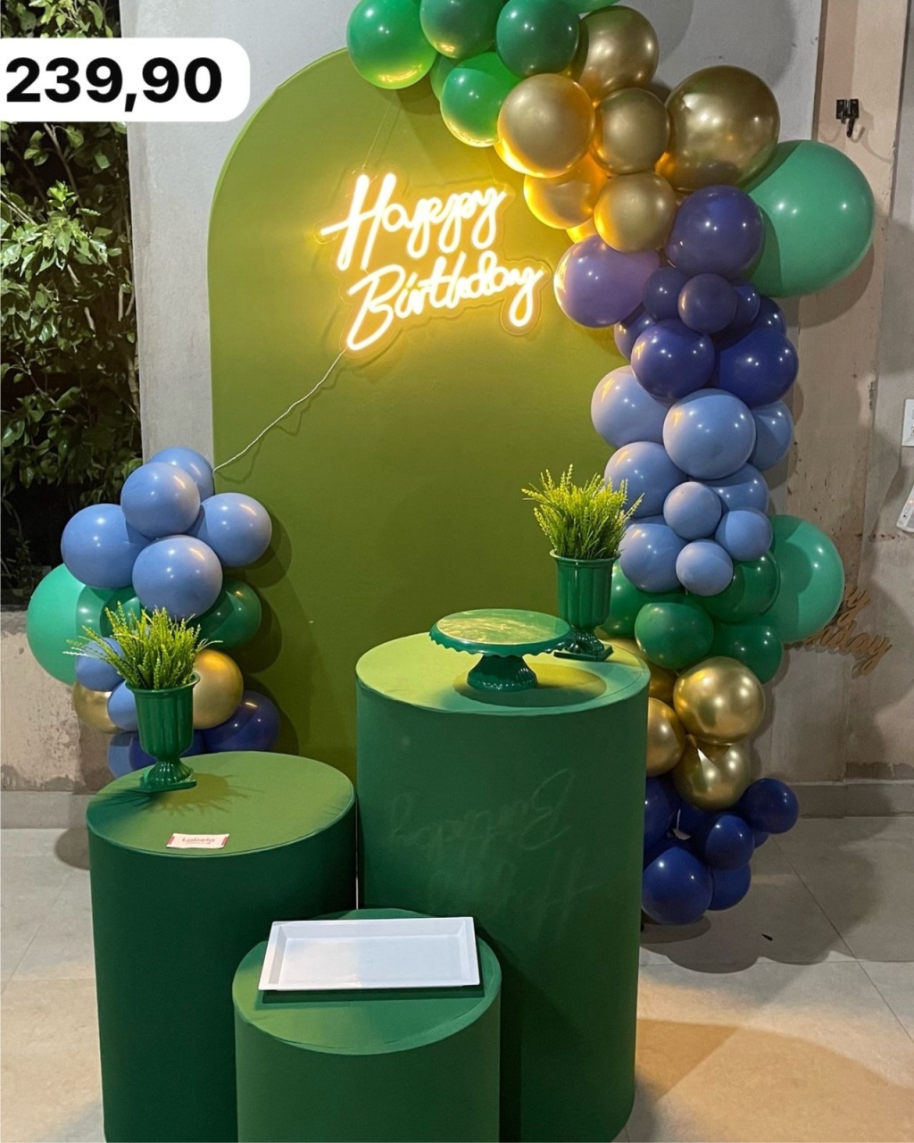 Kit P Romano Verde +Led Com Balão - labeladecor