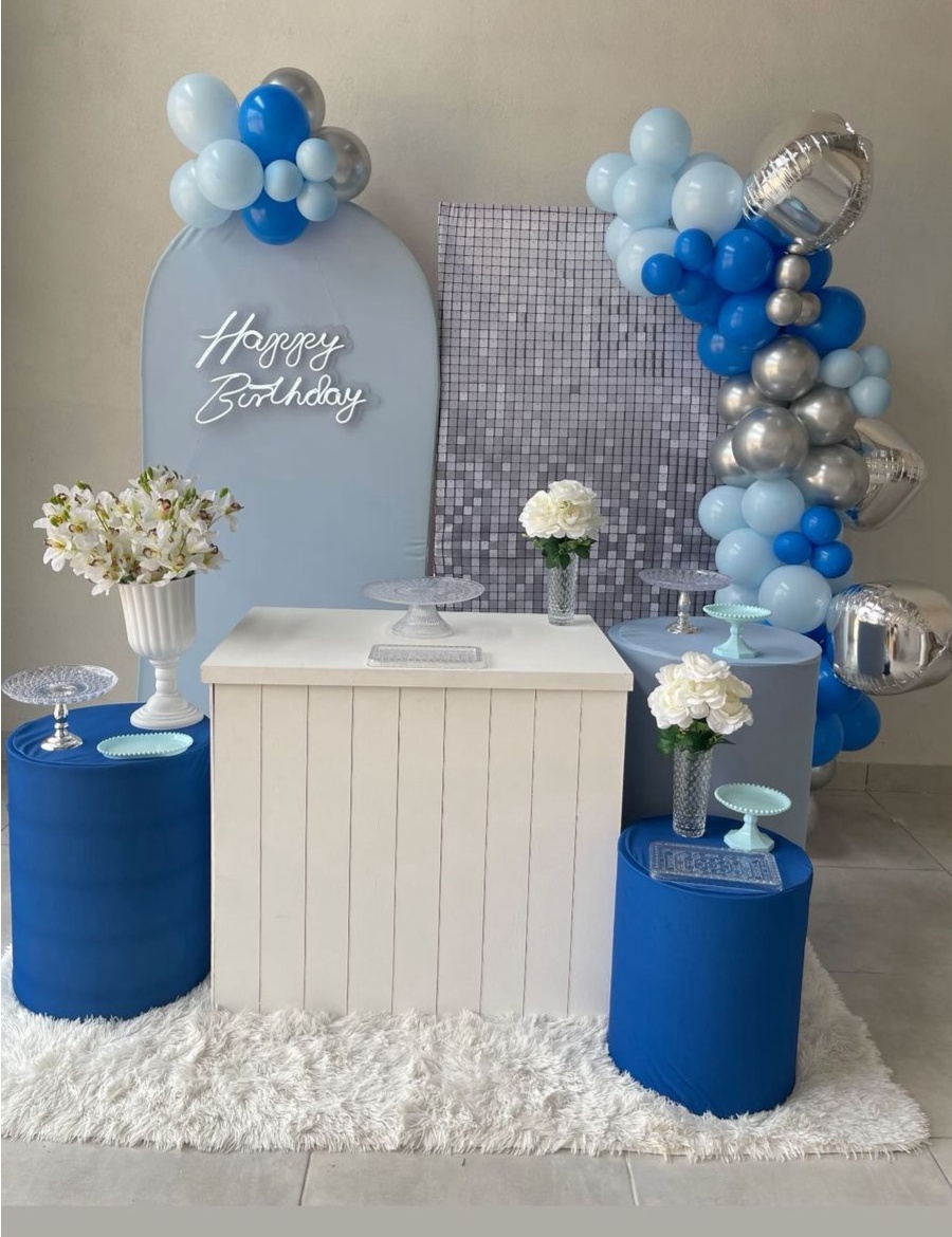 Kit Gg Azul Com Prata - labeladecor