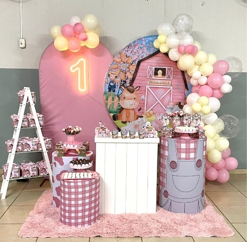 Kit Gg Fazendinha Rosa  - labeladecor
