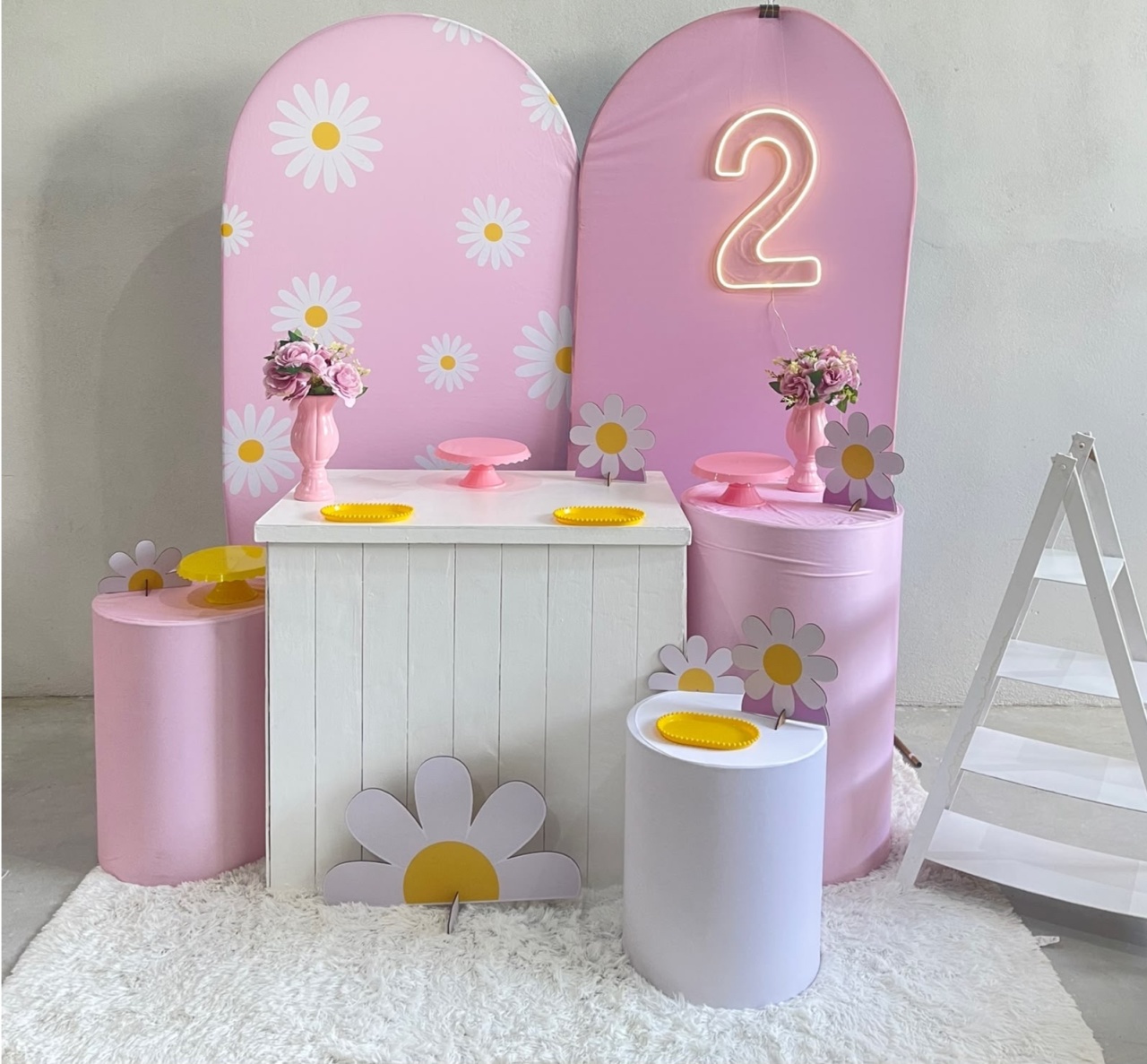 Kit Gg Margarida Rosa Com Balão - labeladecor