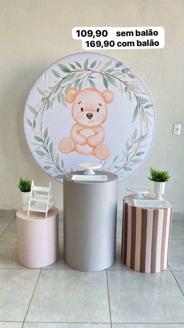 Kit P  Urso Verde Com Balão  - labeladecor