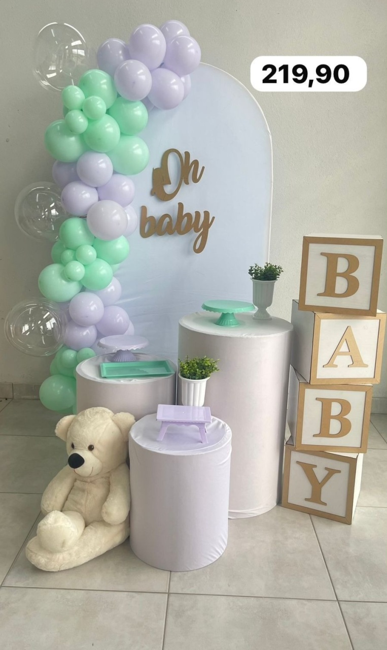 Chá de Bb Romano Branco Oh Baby Com Balão - labeladecor
