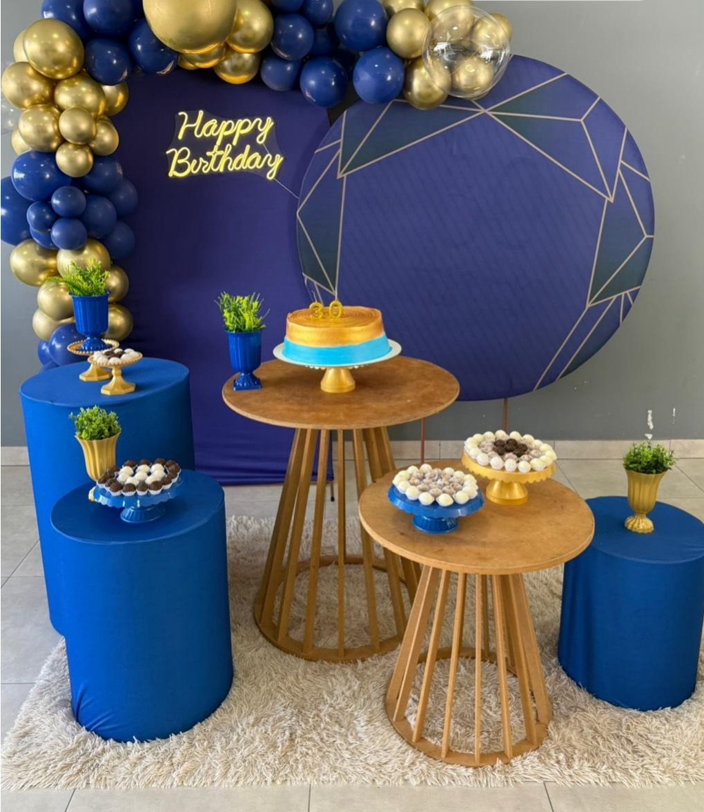 Kit Gg Azul Com Dourado - labeladecor