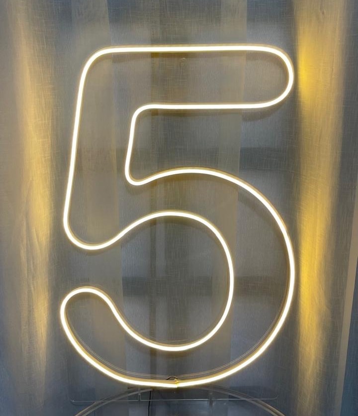 Led Número 5 Grande Quente - Balões decor