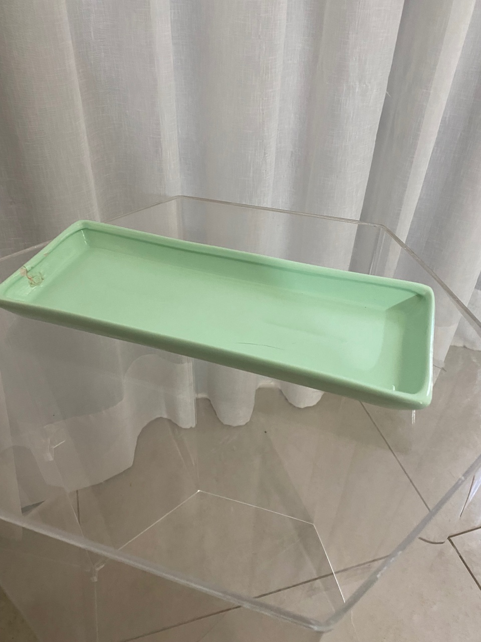 Bandeja Retangular Baixa Verde Baby - Balões decor