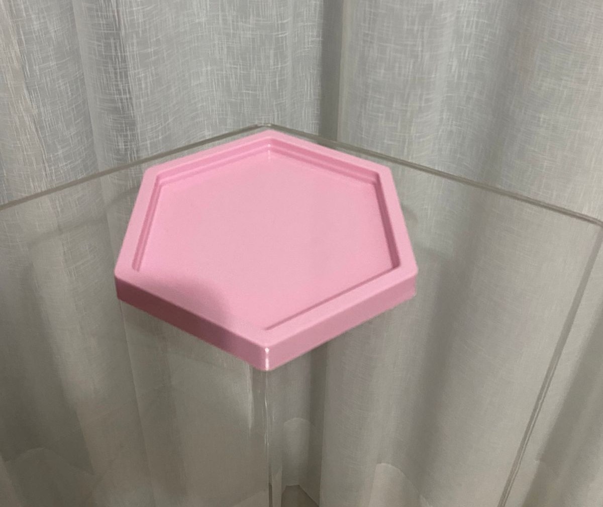 Bandeja Sextavada Rosa Claro  - Balões decor