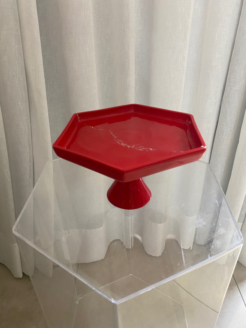 Bandeja Média Sextavada Vermelha  - Balões decor
