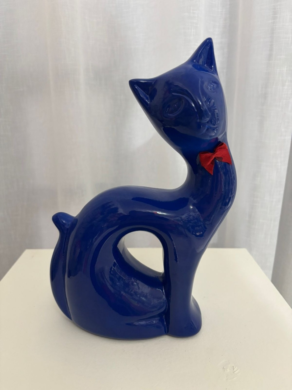 Gato Azul de Cerâmica - Balões decor