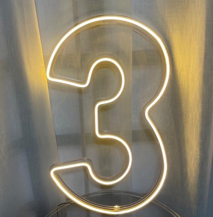 Led Número 3 Grande Quente - Balões decor