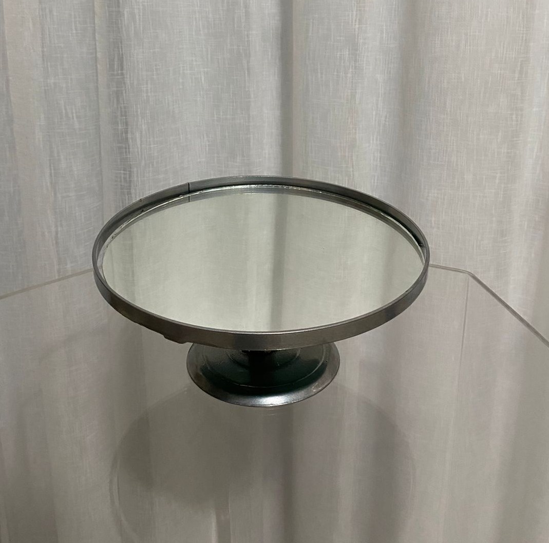Bandeja Espelhada Baixa Prata - Balões decor