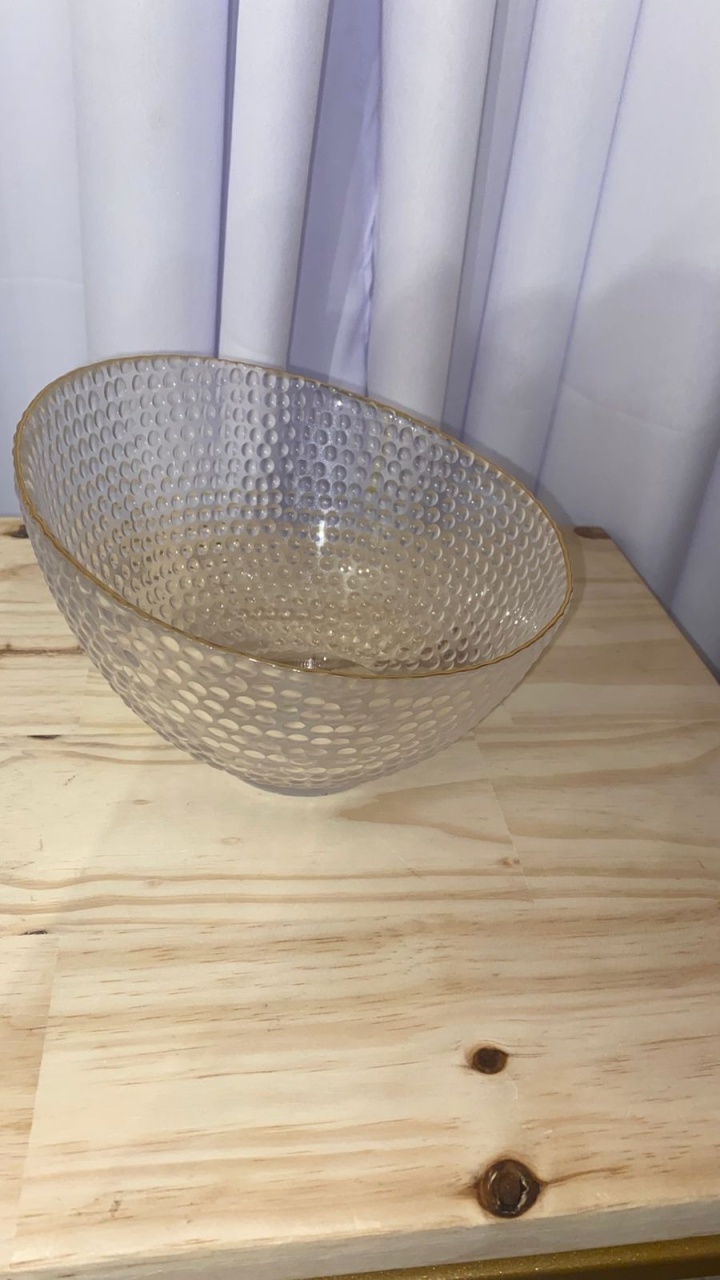 Saladeira de Vidro Com Borda Dourada - Balões decor