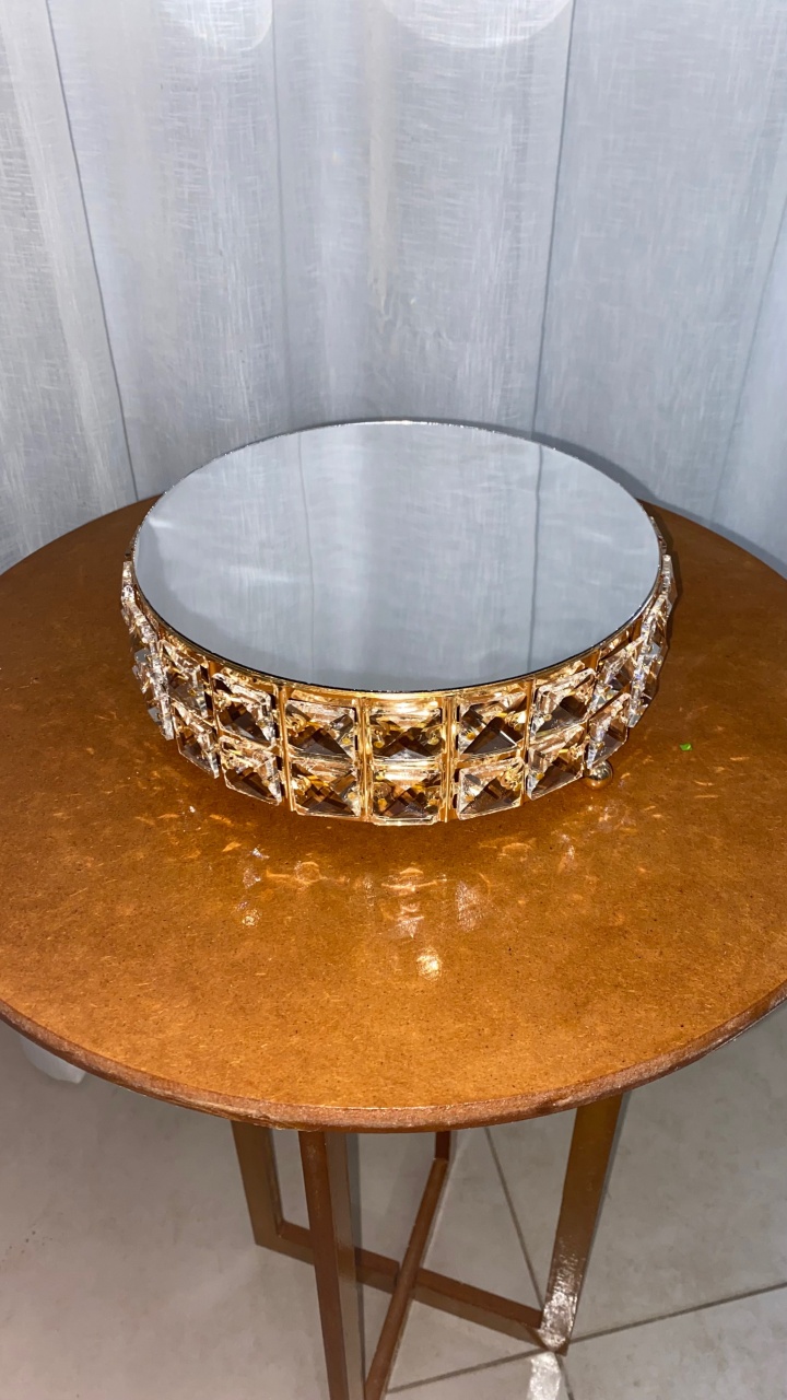 Suporte de Bolo de Vidro Com Espelho - Balões decor