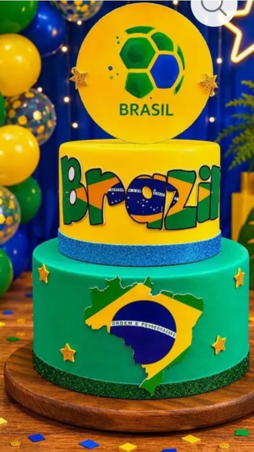 Bolo Brasil - Balões decor