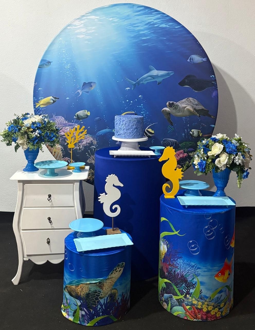 Kit 4 Fundo Do Mar - Menino Azul Escuro Prata - PEGUE E MONTE CLOTILDE ALBA