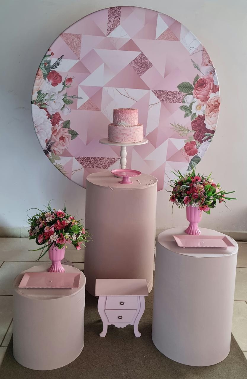 Painel Redondo Com Desenho Geometrico E Flor - PEGUE E MONTE CLOTILDE ALBA