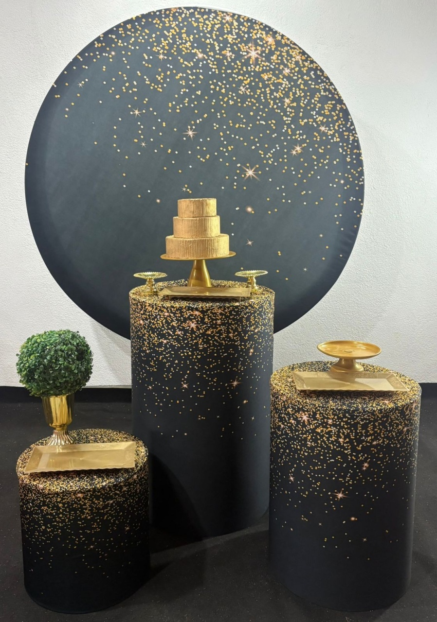 Composiçao Preto Com Dourado Gliter - PEGUE E MONTE CLOTILDE ALBA