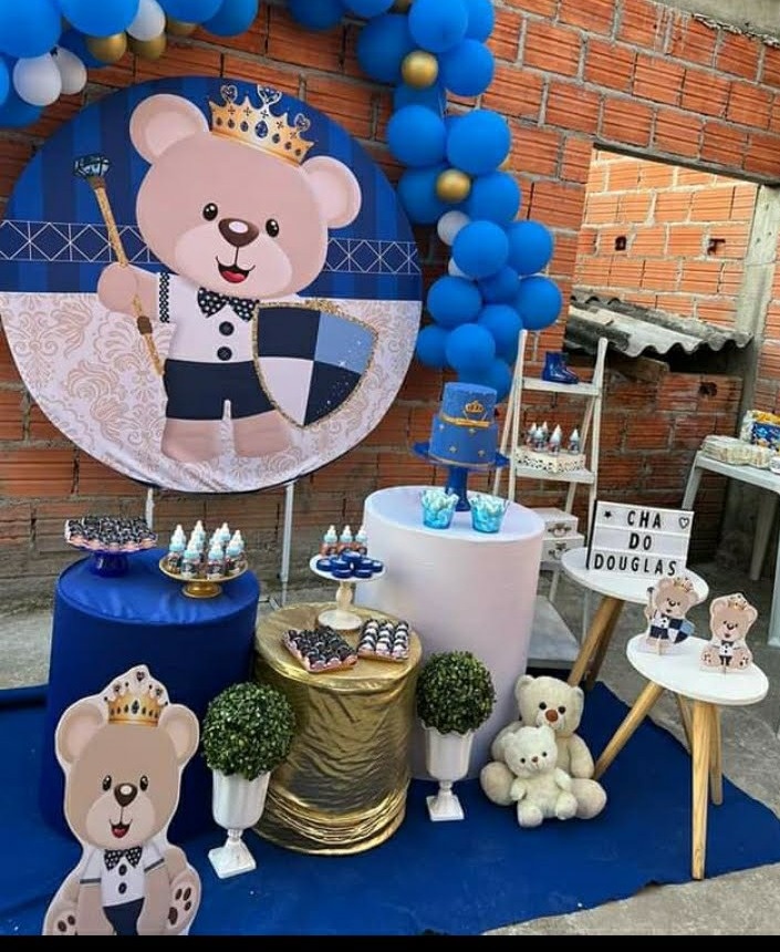 Kit Pegue E Monte Chá de Bebê Azul 3 - Dadule decor