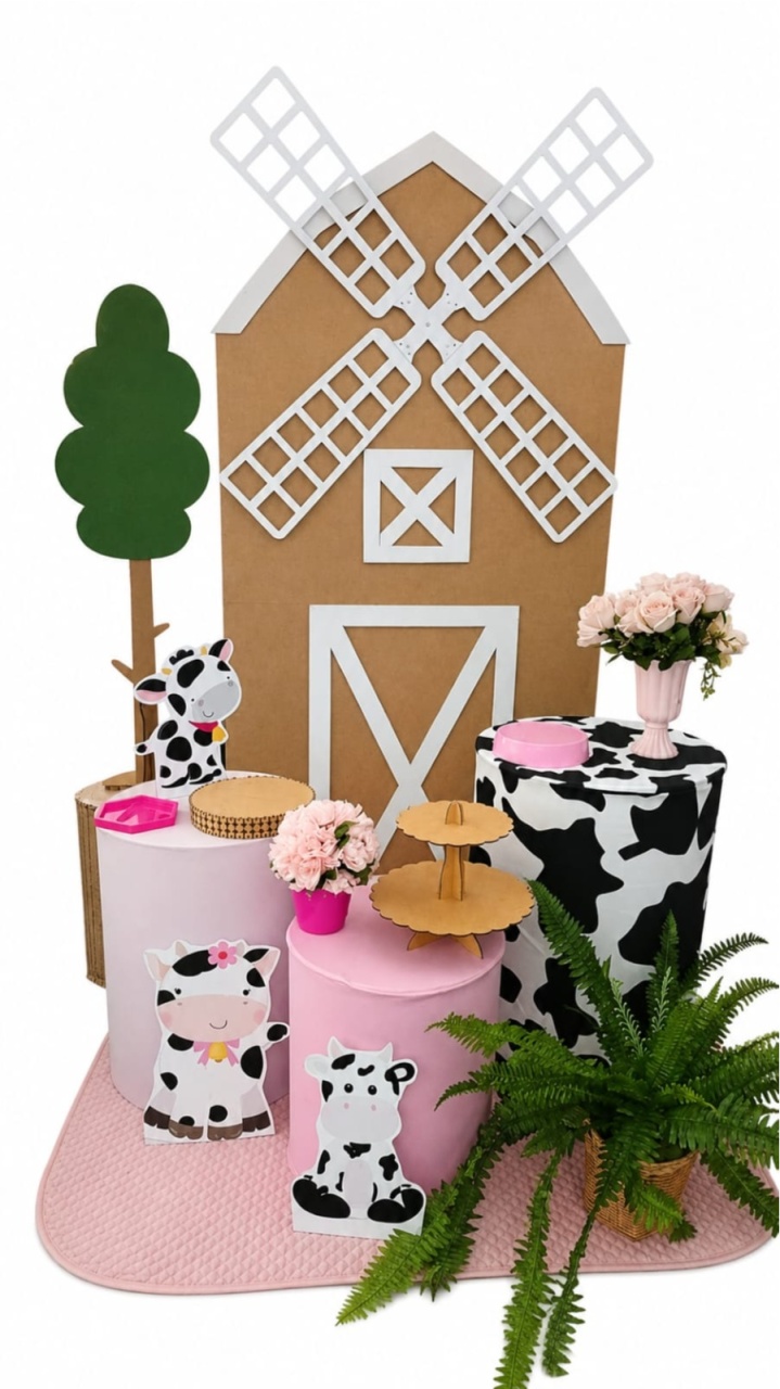Kit Pegue E Monte Fazendinha Rosa - Dadule decor