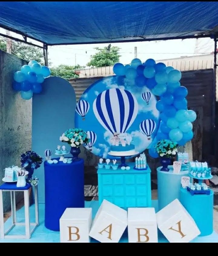 Kit Pegue E Monte Chá de Bebê Azul 2 - Dadule decor