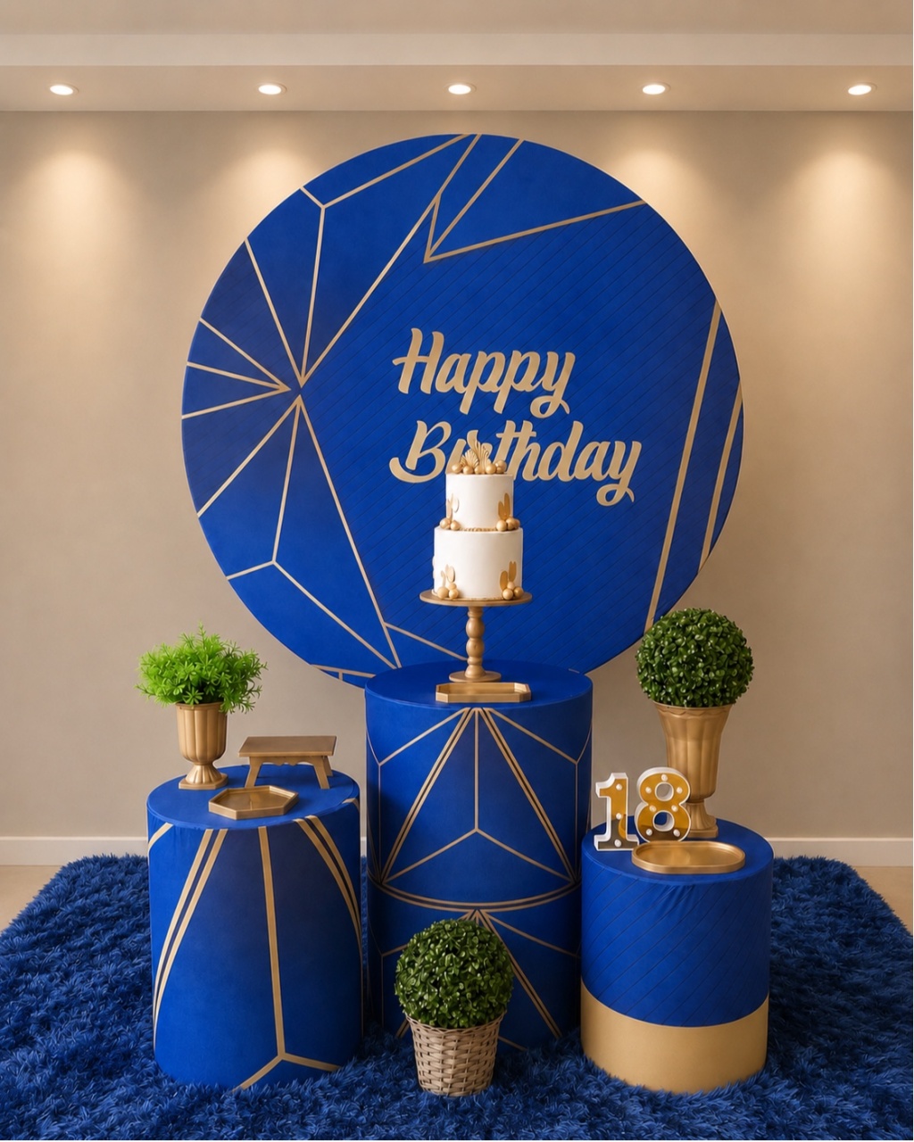 Happy Birthday Azul Com Dourado P - maedecorapegueemonte