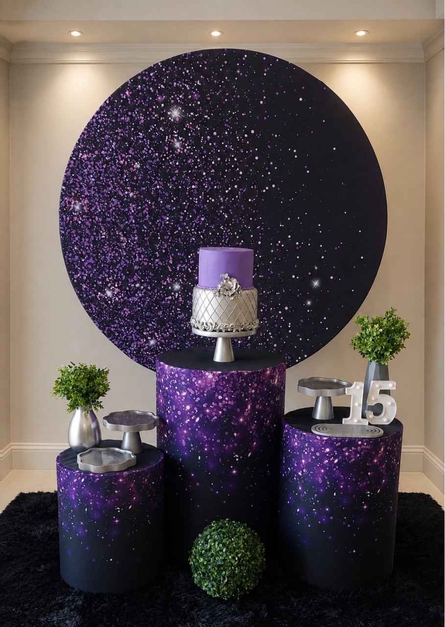 Glitter Roxo Com Preto - maedecorapegueemonte